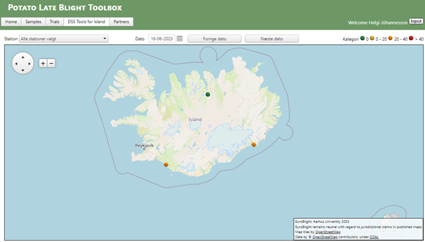 Veðurmælingar og mygluspá fyrir kartöflubændur