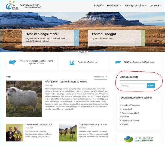 Póstlisti fyrir fréttir RML