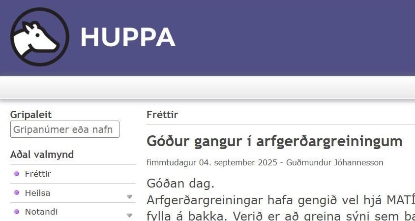 Flýtileið í gripaleit í Huppu