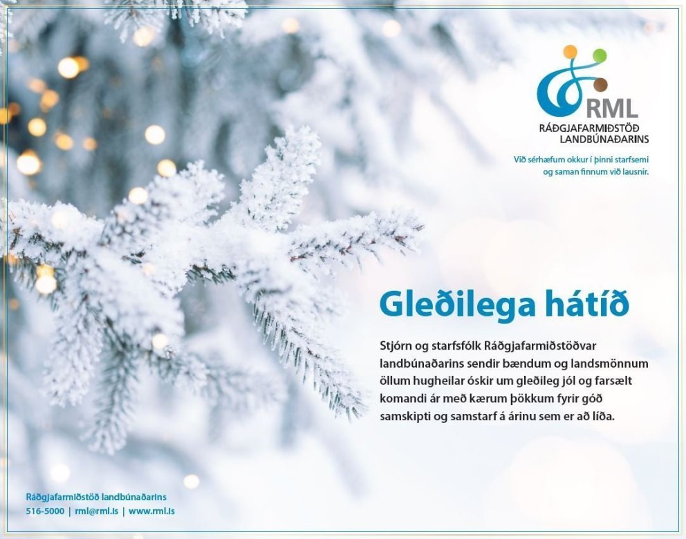Opnunartími um jól og áramót og viðvera á skrifstofum RML