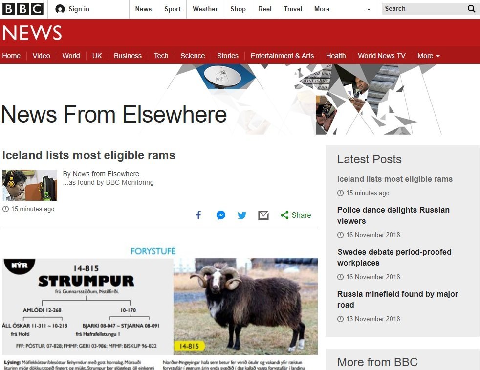 Hrútaskráin vekur heimsathygli