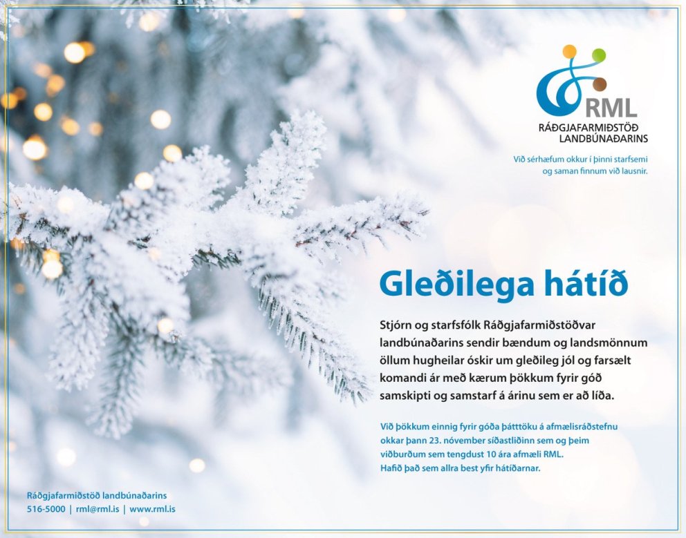 Opnunartími um jól og áramót og viðvera á skrifstofum RML