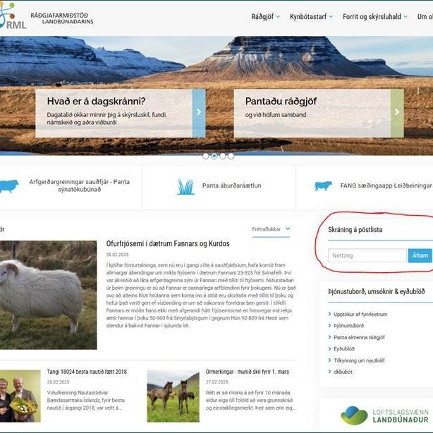 Póstlisti fyrir fréttir RML