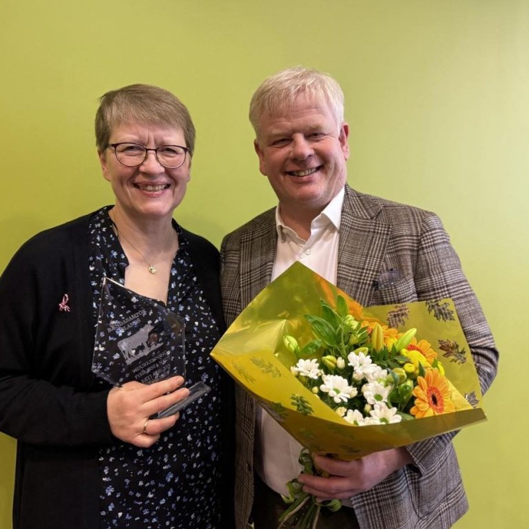 Lilja Guðrún Eyþórsdóttir og Haraldur Benediktsson, ræktendur Tanga 18024. Mynd: Guðrún Hulda Pálsdó…