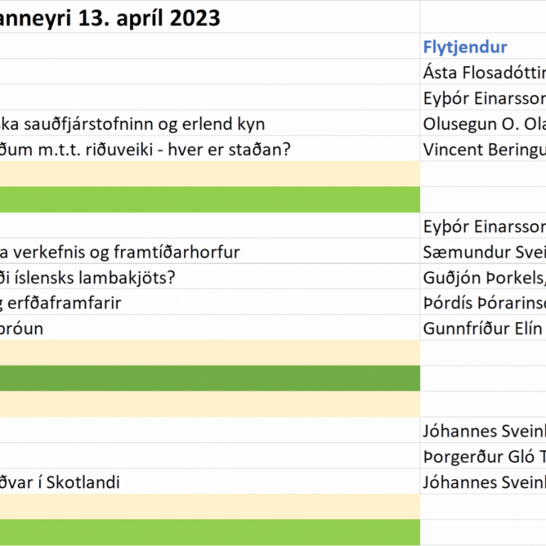 Fagfundur sauðjárræktarinnar 13. apríl – tengill á útsendingu