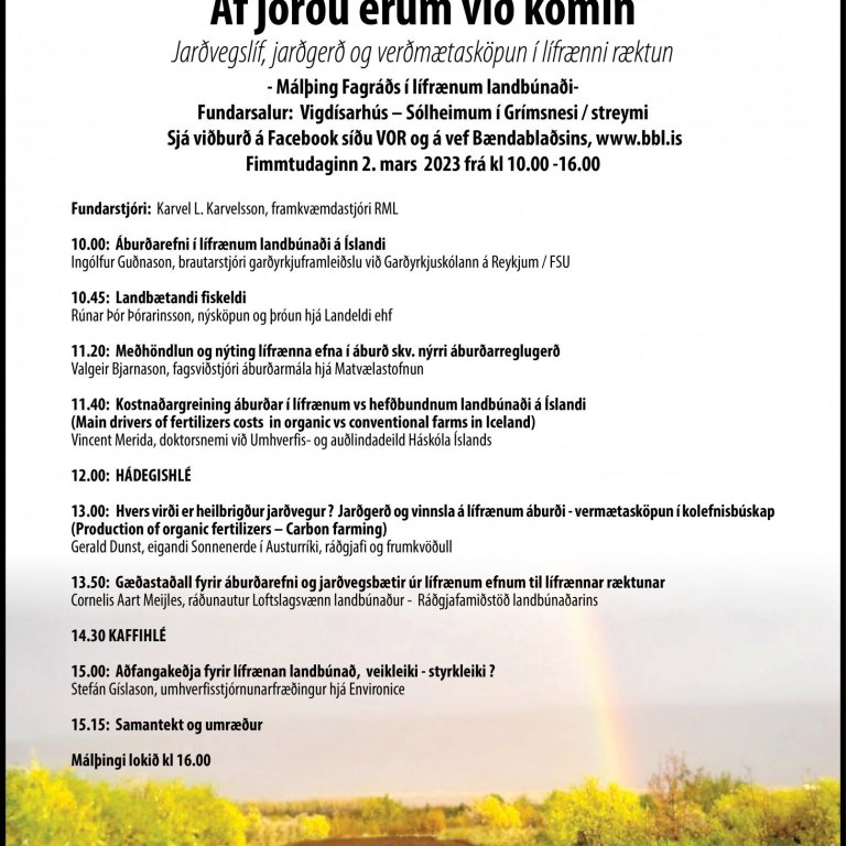 Af jörðu erum við komin - Málþing Fagráðs í lífrænum landbúnaði